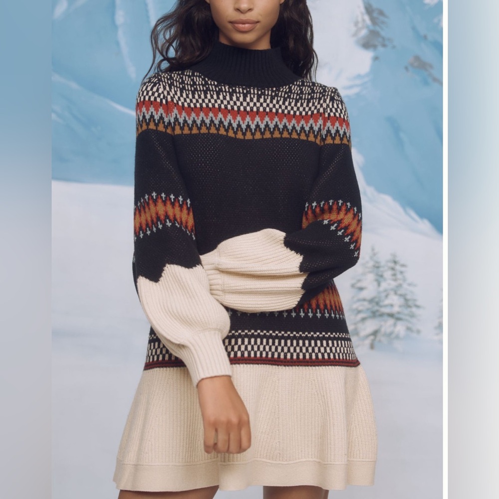 Anthropologie Black and Cream Knit Dress